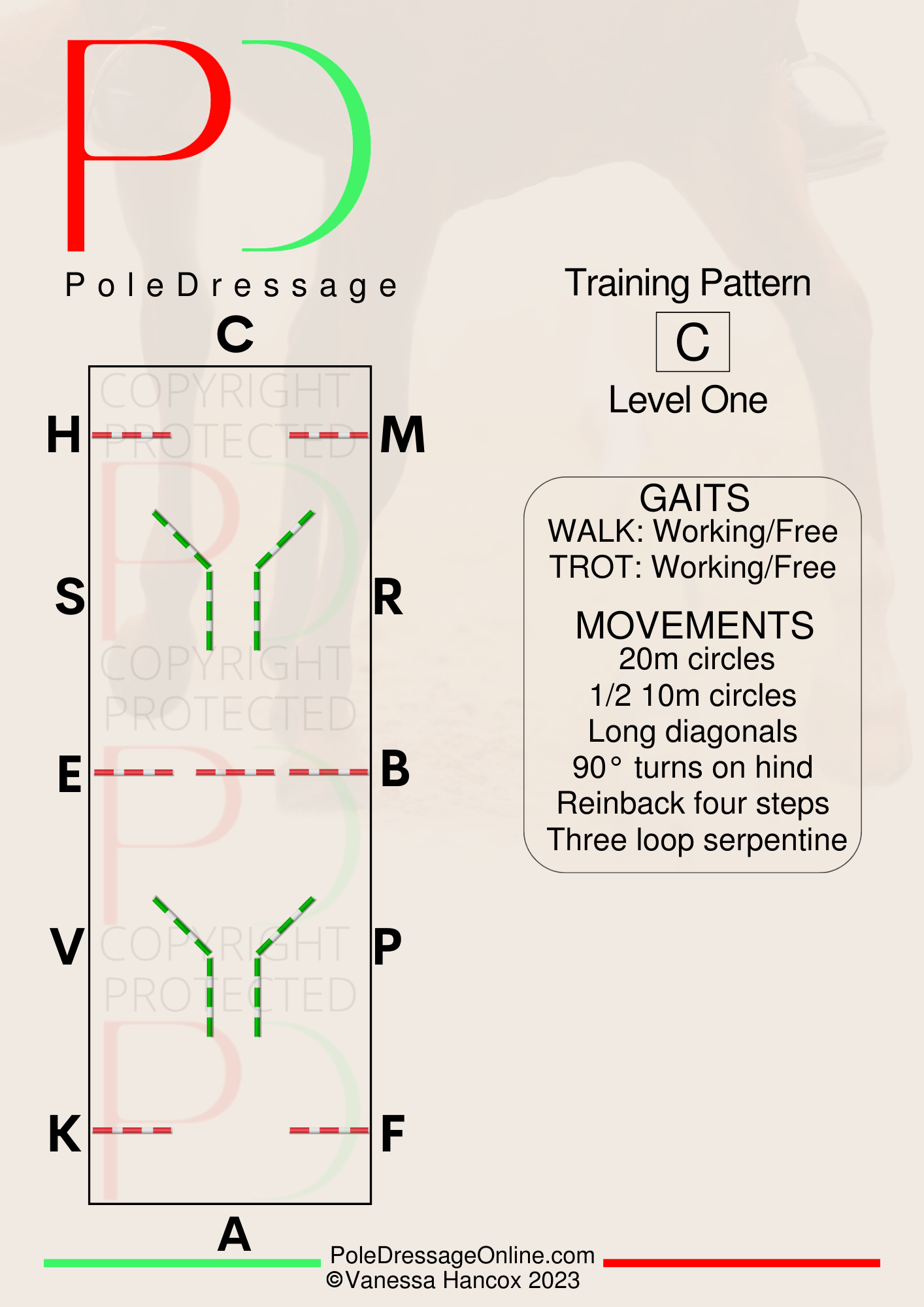Level 1 C 15 Poles Training Pattern Pole Dressage