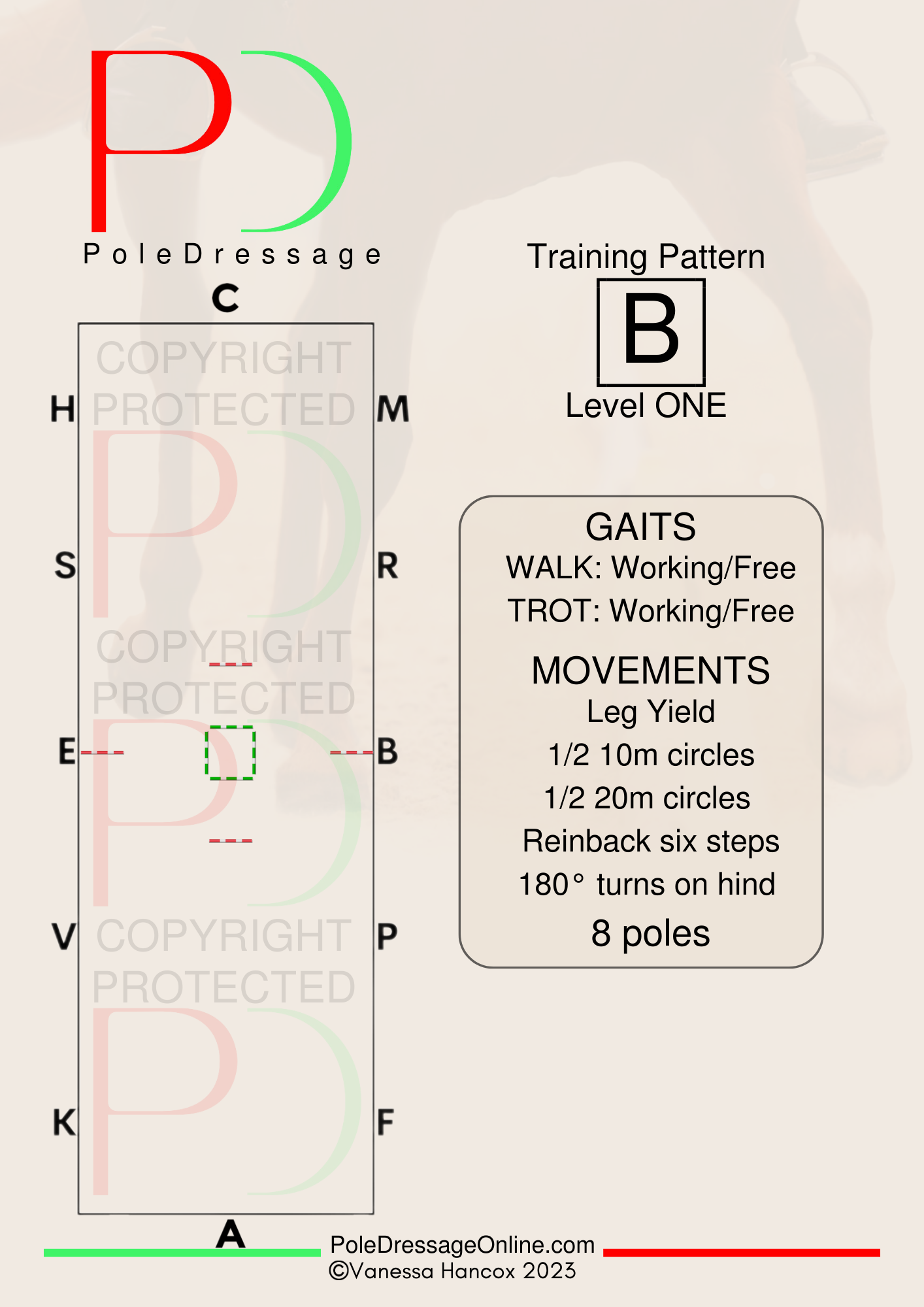 Level 1 B 8 Poles Training Pattern Pole Dressage