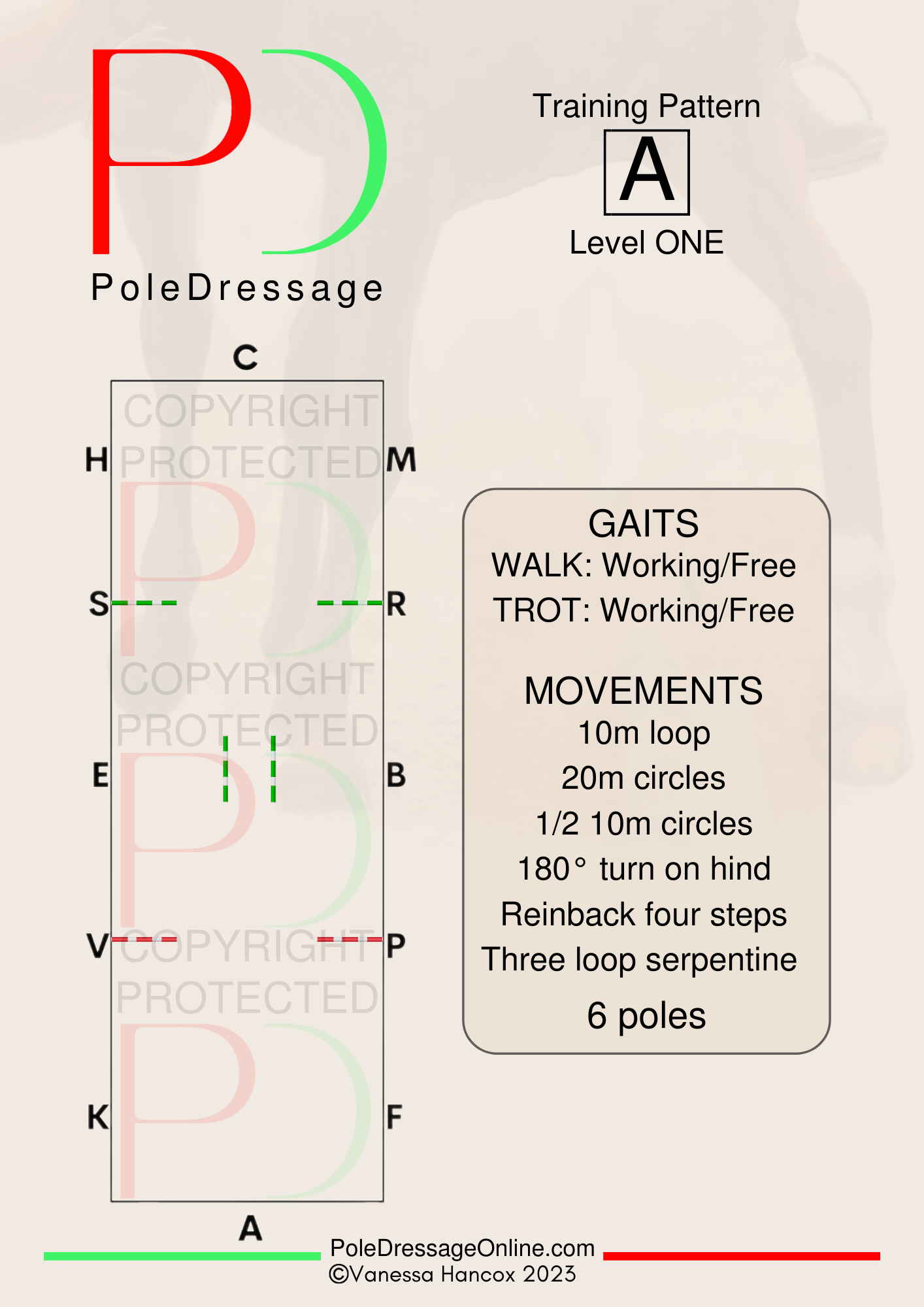 LEVEL 1 A 6 Poles Training Pattern Pole Dressage – Pole Dressage Online