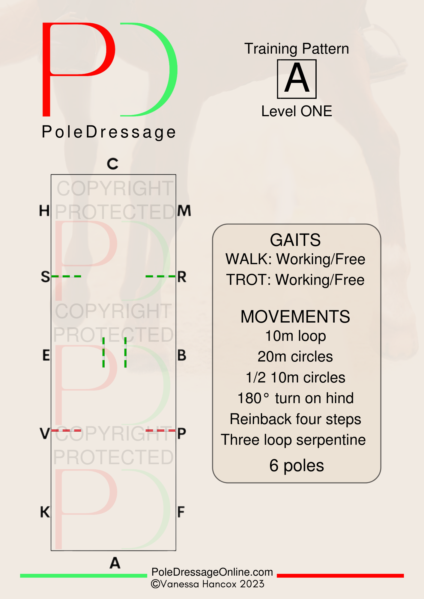 LEVEL 1 A 6 Poles Training Pattern Pole Dressage