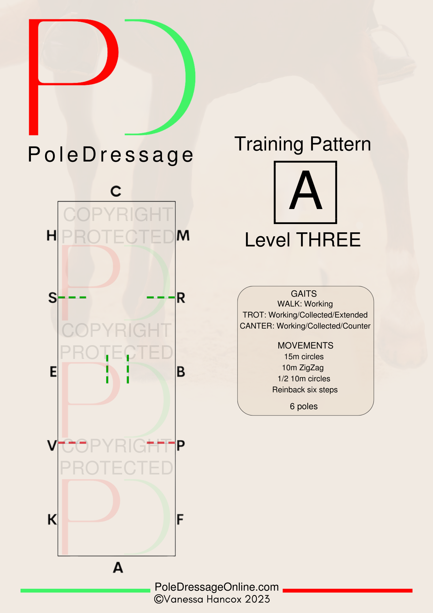 LEVEL 3 A 6 Poles Training Pattern Pole Dressage