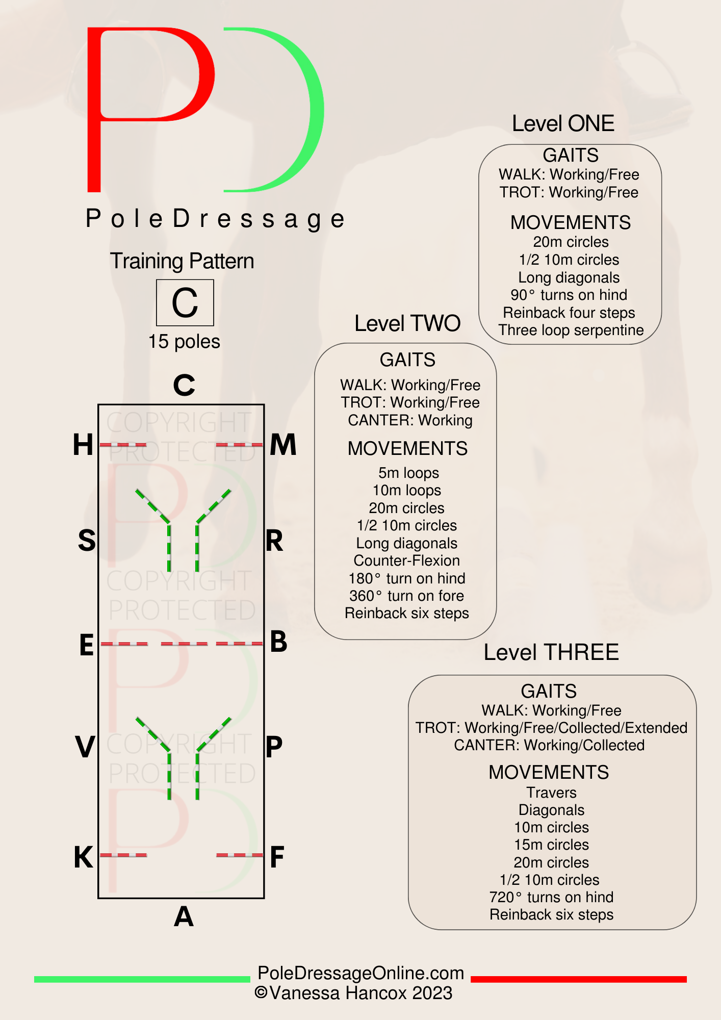 Level 1 C 15 Poles Training Pattern Pole Dressage – Pole Dressage Online