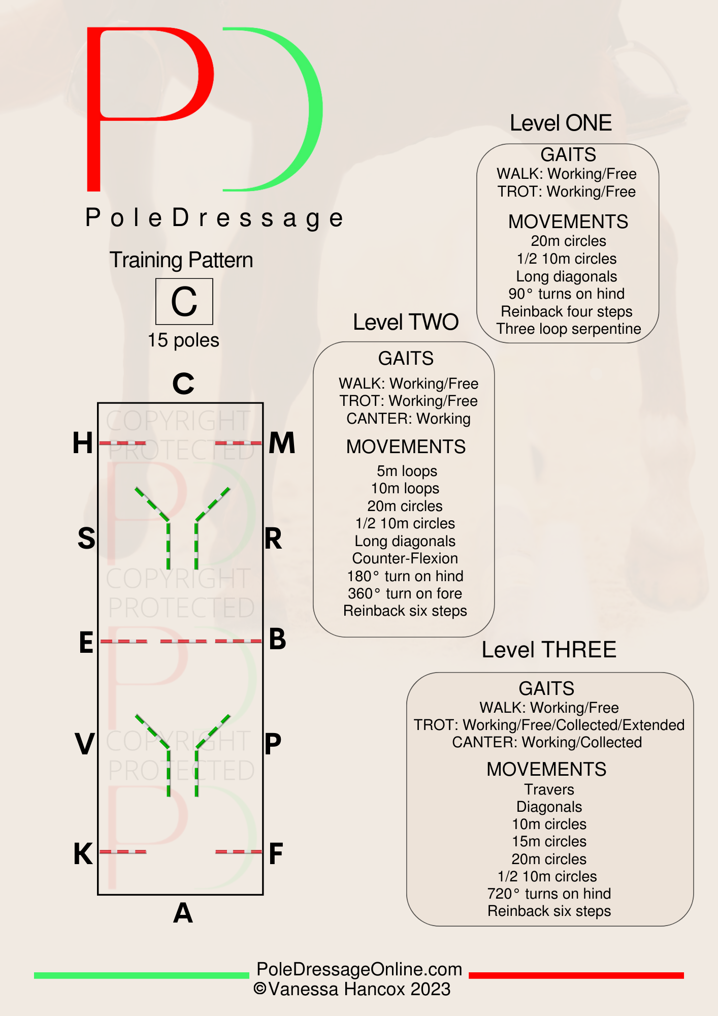 Level 1  C 15 Poles Training Pattern Pole Dressage