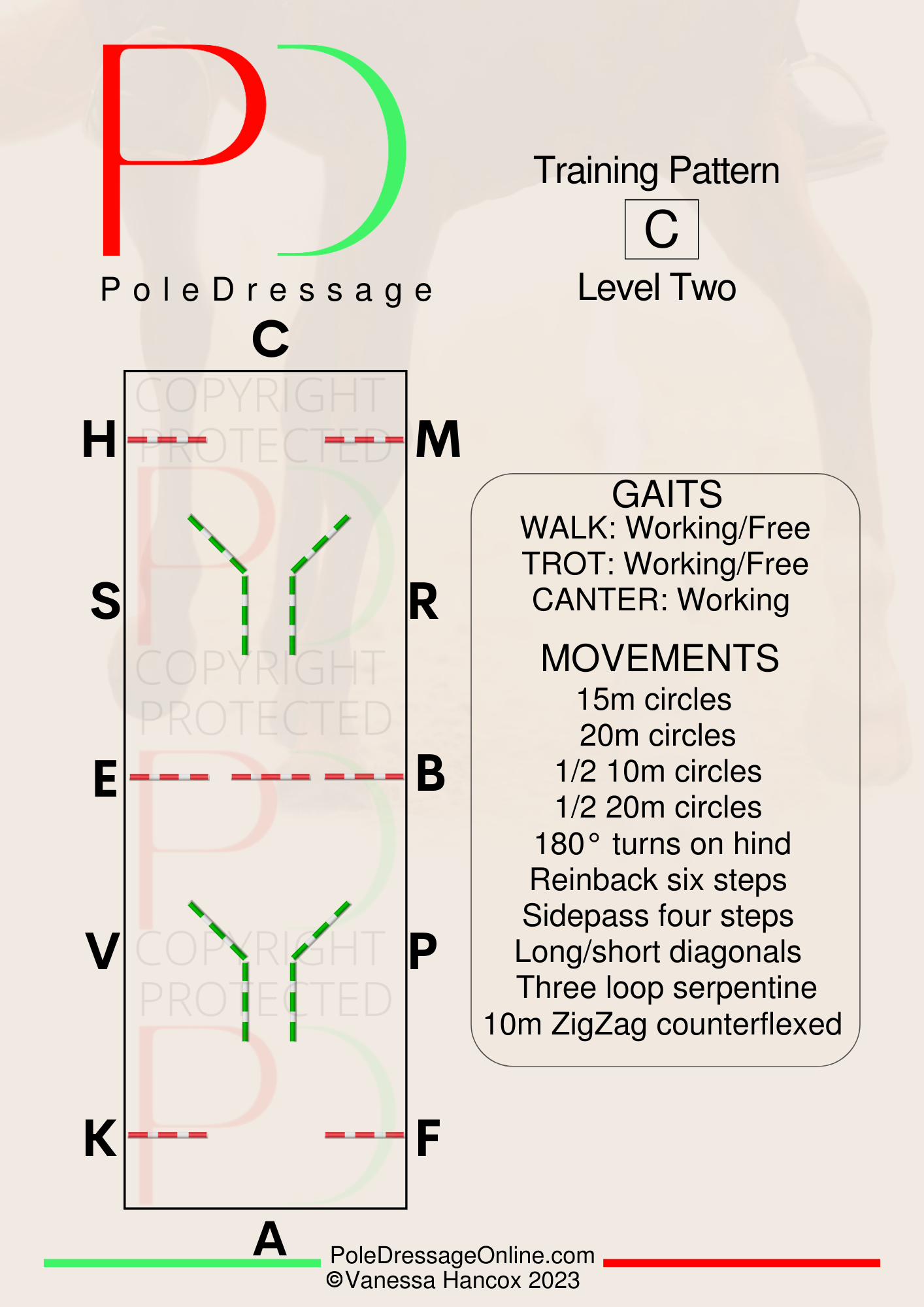 Level 2 C 15 Poles Training Pattern Pole Dressage