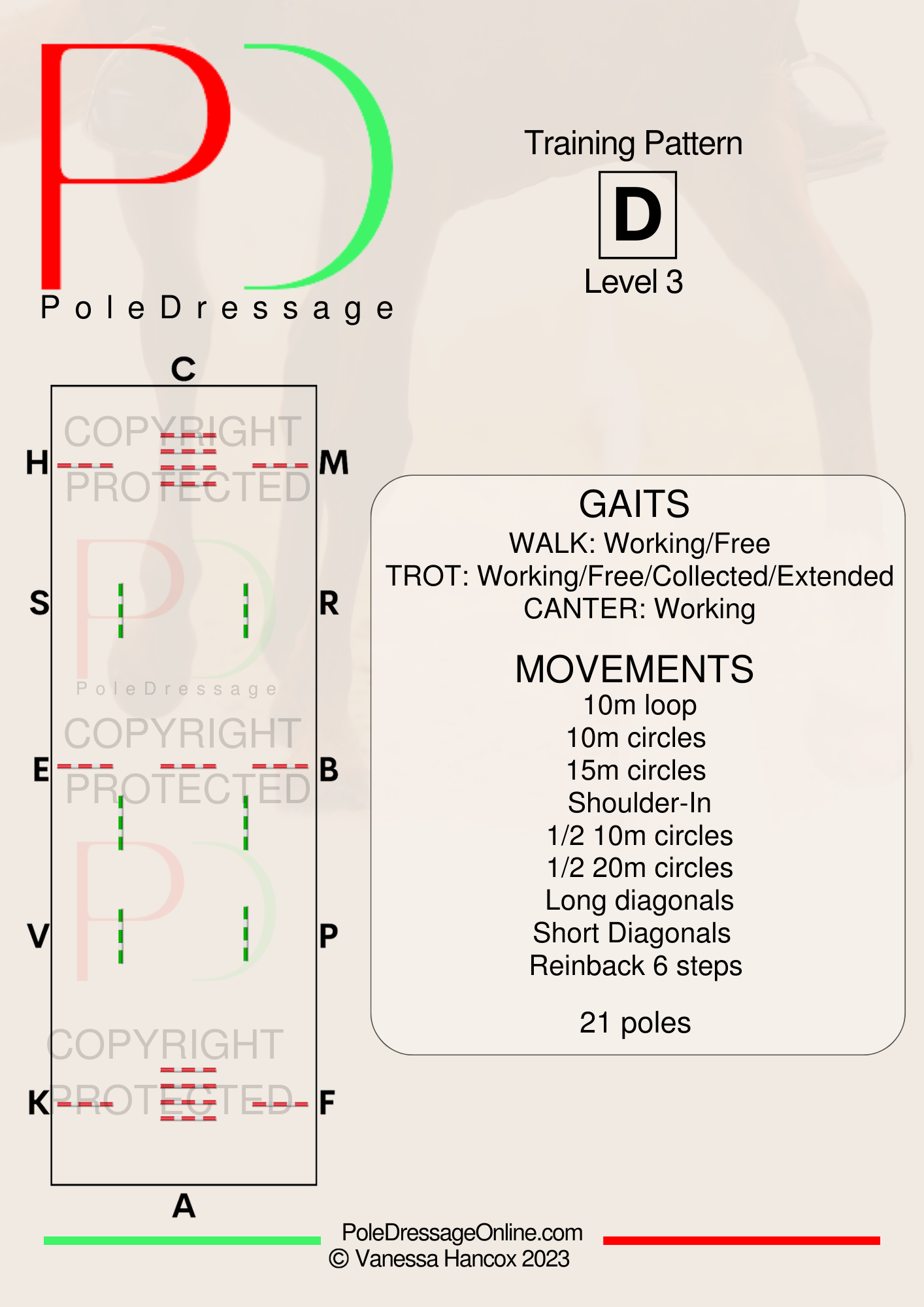 Level 3 D 21 Poles Training Pattern Pole Dressage