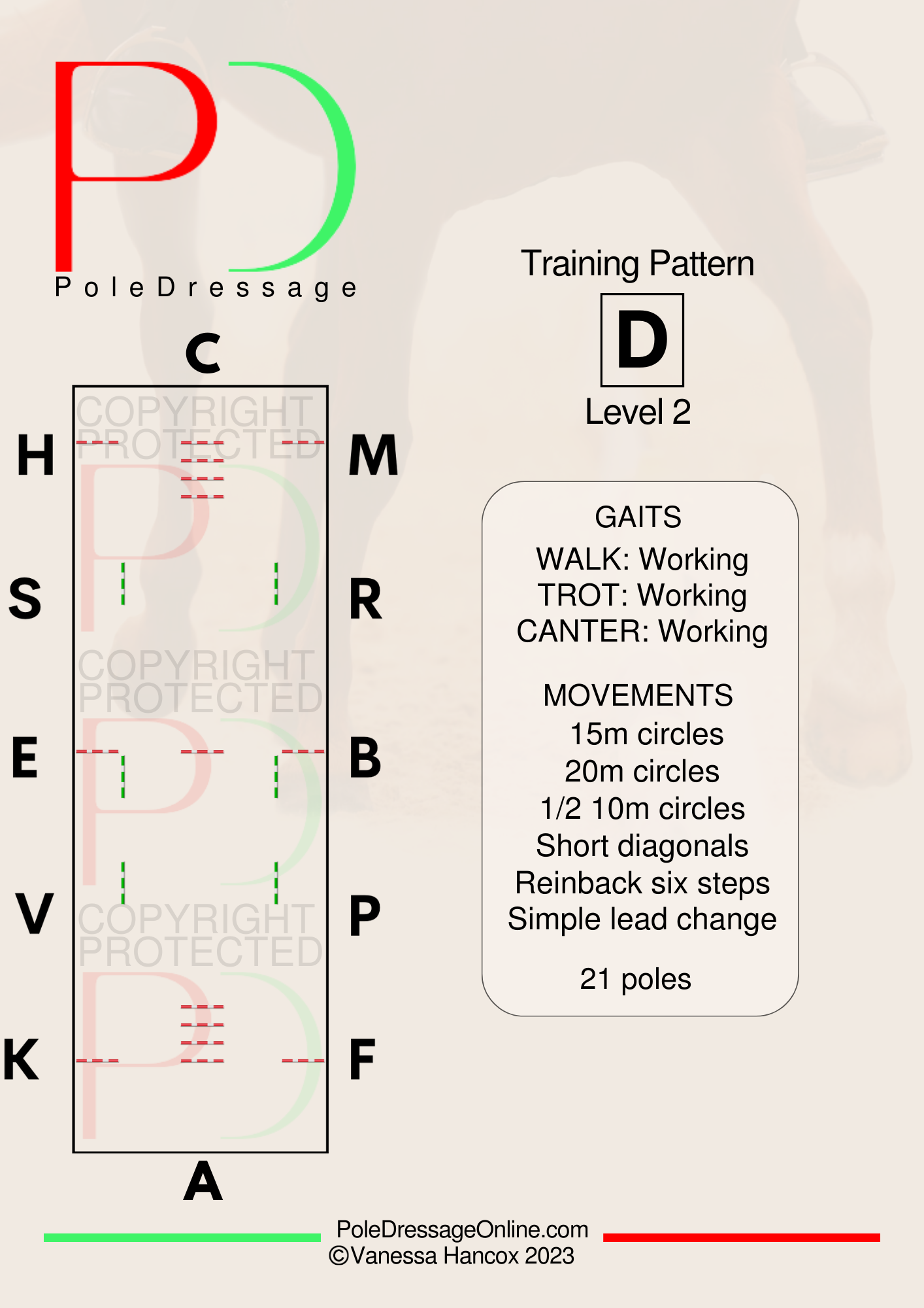 level 2 D 21 Poles Training Pattern Pole Dressage